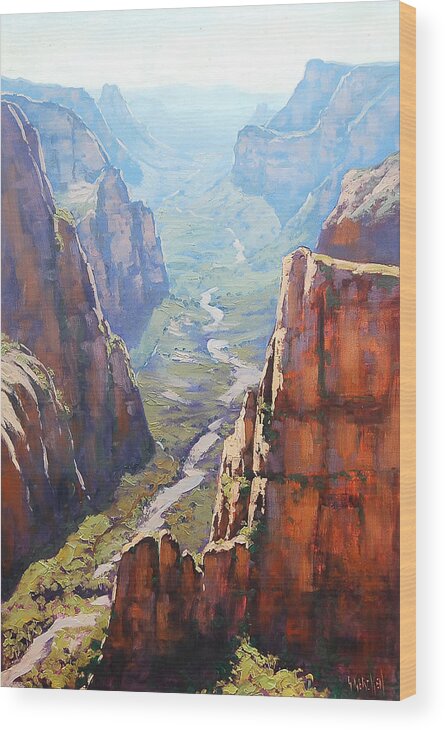 Paintings Wood Print featuring the painting Zion Canyon by Graham Gercken