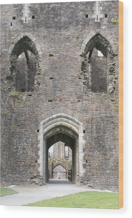 Architecture Wood Print featuring the digital art Caerphilly Castle #14 by Carol Ailles