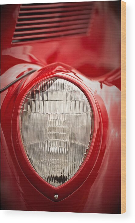 Ford Wood Print featuring the photograph 1937 Ford Headlight Detail by Onyonet Photo studios