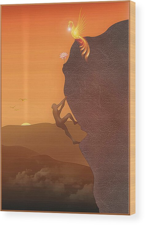 Symbolic Digital Art Wood Print featuring the digital art Ascension #2 by Harald Dastis