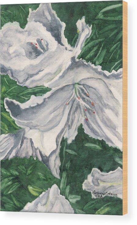 Azaleas Wood Print featuring the painting Impression of Azaleas #2 by Antonia Citrino