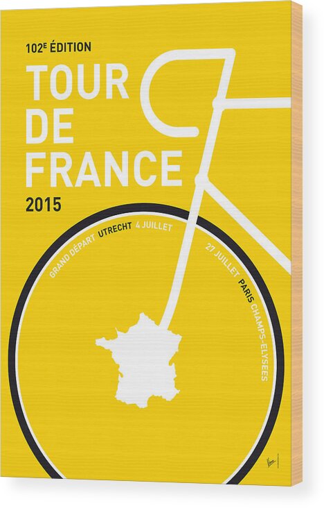 2015 Wood Print featuring the digital art My Tour De France Minimal Poster by Chungkong Art