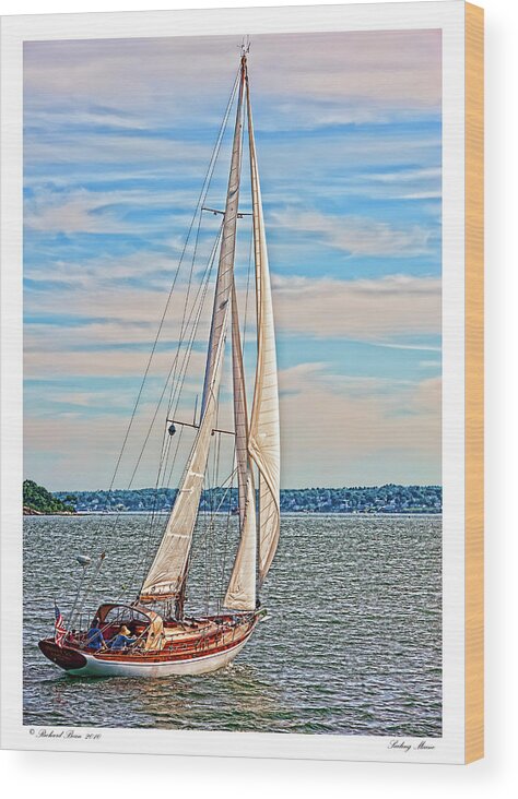 Bay Wood Print featuring the photograph Sailing Maine #2 by Richard Bean