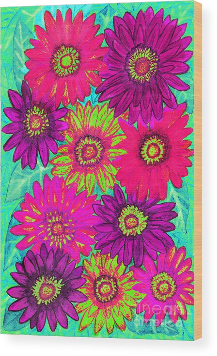 Flower Wood Print featuring the painting Gerbera #4 by Irina Afonskaya