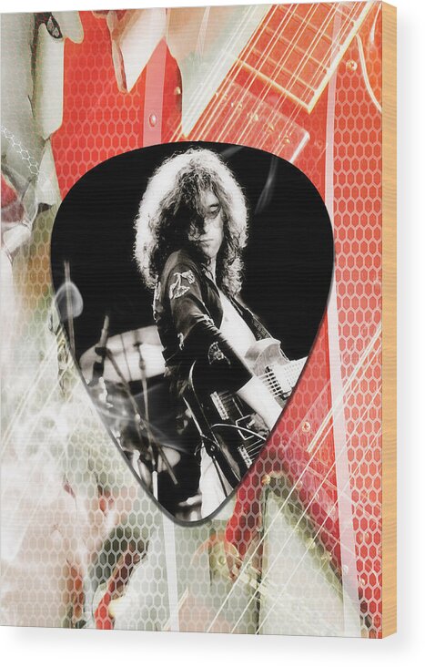 Jimmy Page Wood Print featuring the mixed media Jimmy Page Led Zeppelin Art #4 by Marvin Blaine