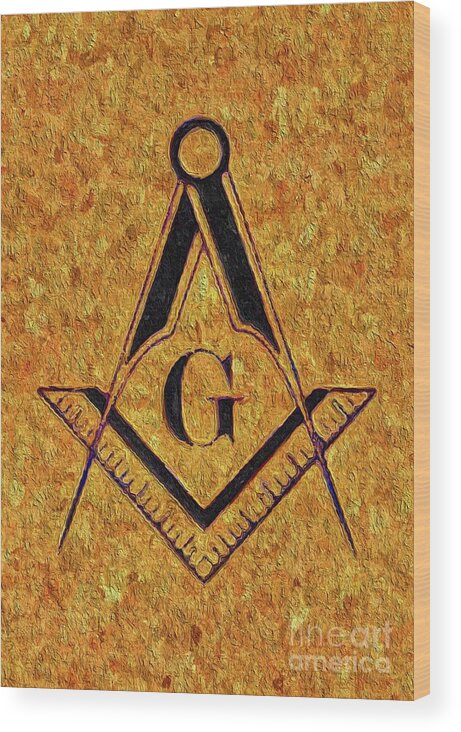 Symbol Wood Print featuring the painting Masonic Symbolism #4 by Esoterica Art Agency