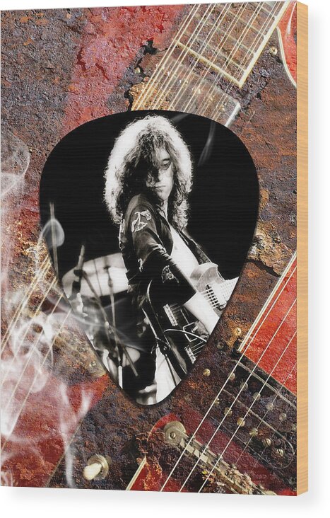 Jimmy Page Wood Print featuring the mixed media Jimmy Page Art #5 by Marvin Blaine