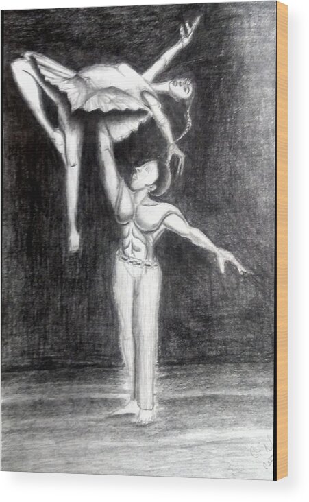 Black Art Wood Print featuring the drawing African American Ballet by Donald Cnote Hooker