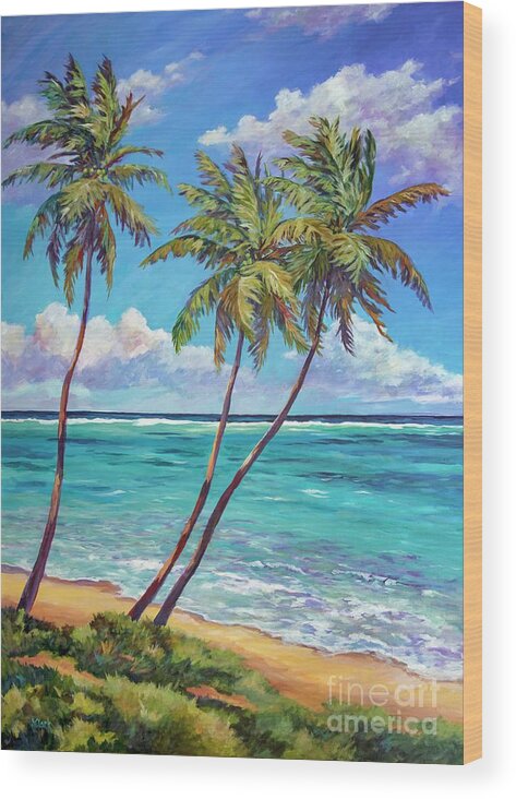 Art Wood Print featuring the painting 5 x7 East End Palms by John Clark