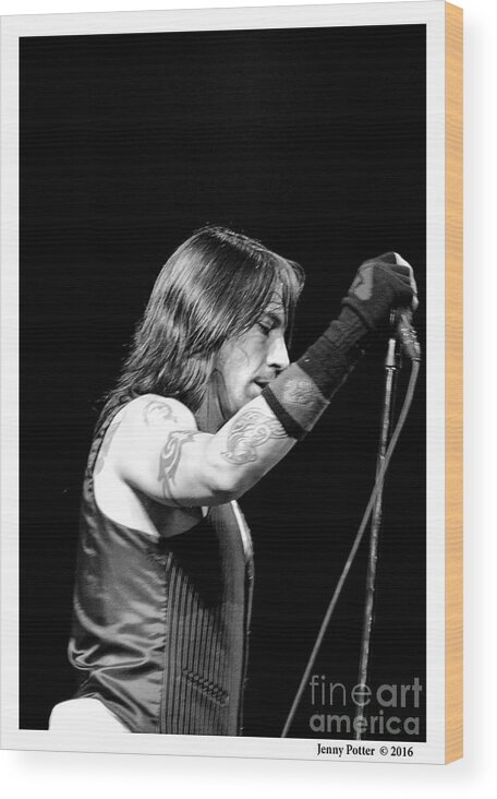Red Hot Chili Peppers Anthony Kiedis Photographed By Jenny Potter Wood Print featuring the photograph Red Hot Chili Peppers #6 by Jenny Potter