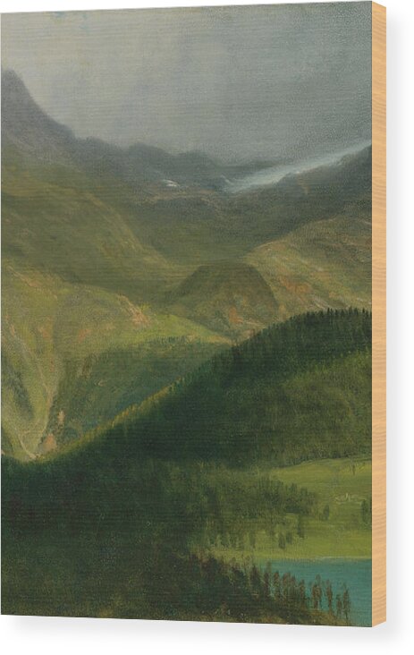 Albert Bierstadt Wood Print featuring the painting Mountain Landscape #10 by Albert Bierstadt