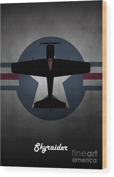 A1 Skyraider Wood Print featuring the digital art A-1 Skyraider US Navy by Airpower Art