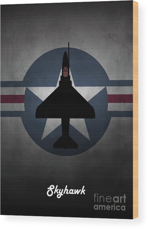 A4 Skyhawk Wood Print featuring the digital art A4 Skyhawk US Navy by Airpower Art