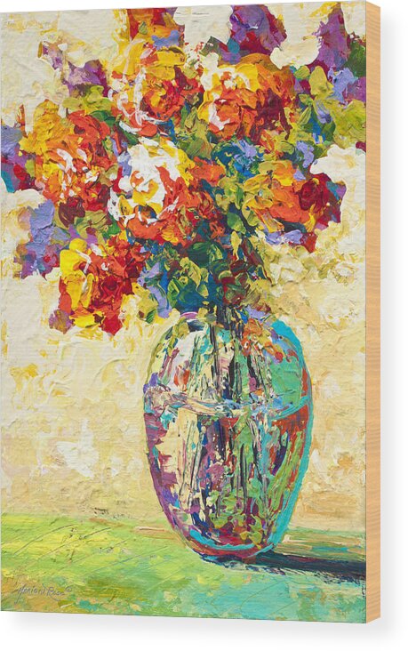 Flowers Wood Print featuring the painting Abstract Boquet IV by Marion Rose