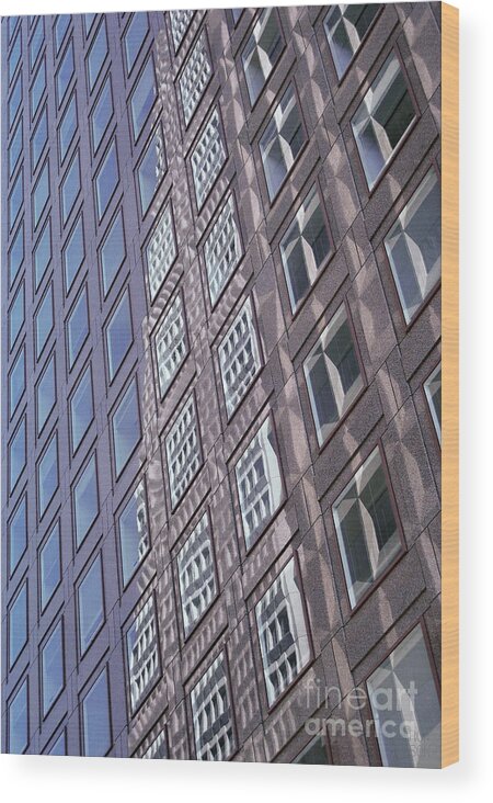 Architecture Wood Print featuring the photograph cities architecture photograph - Glass Grid by Sharon Hudson