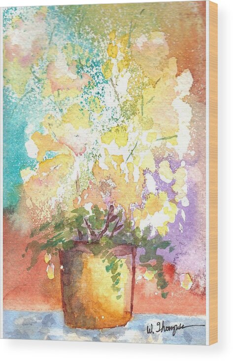 Flowers Wood Print featuring the painting Abstract White Flowers by Warren Thompson