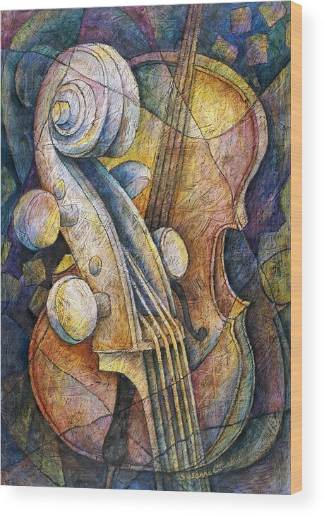 Susanne Clark Wood Print featuring the painting Adam's Cello by Susanne Clark