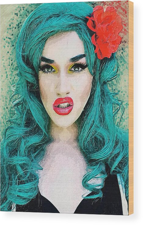 Adore Delano Wood Print featuring the digital art Adore Delano by Hoolst Design