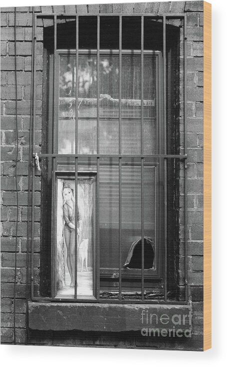 Black And White Window With Bars Wood Print featuring the photograph Almost Home by Joe Pratt