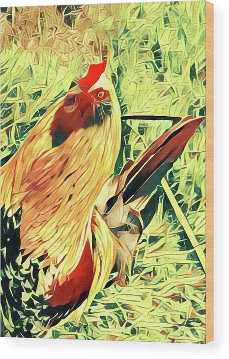 #flowersofaloha #aloha #rooster #doodledoo Wood Print featuring the photograph Aloha Doodle Doo by Joalene Young