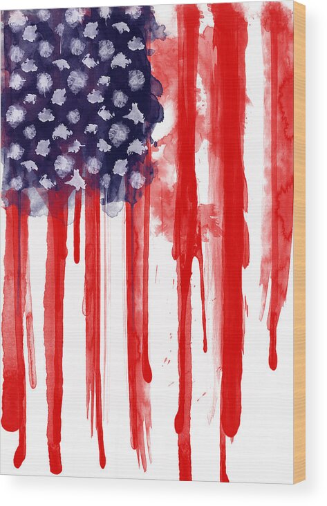 America Wood Print featuring the painting American Spatter Flag by Nicklas Gustafsson