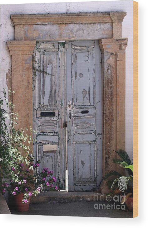 Door Wood Print featuring the photograph Ancient Garden Doors in Greece by Sabrina L Ryan