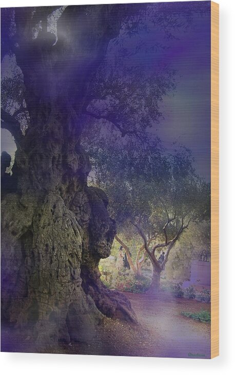 Easter Wood Print featuring the photograph Ancient Witness Tree Garden of Gethsemane Vision by Anastasia Savage Ealy