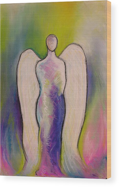 Angel Wood Print featuring the pastel Angel 002 by Joe Michelli