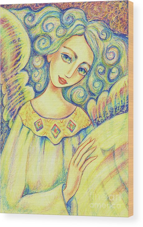 Angel Woman Wood Print featuring the painting Angel of Mercy by Eva Campbell