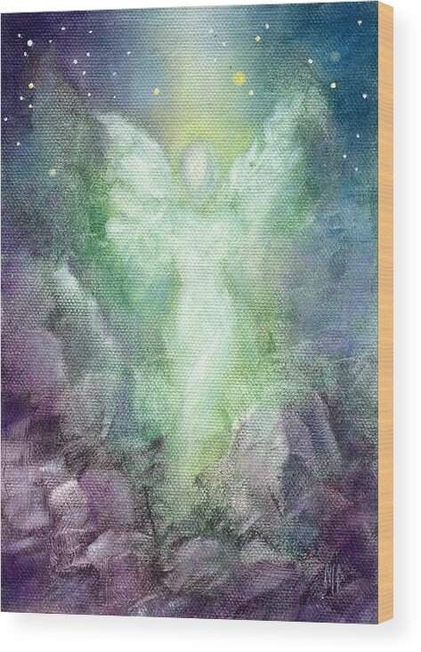 Angel Wood Print featuring the painting Angels Journey by Marina Petro