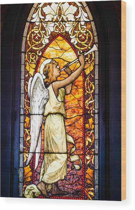 Stained Glass Wood Print featuring the photograph Angel in glass by Tom Potter