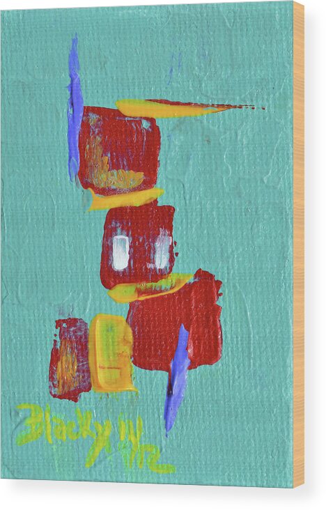 Abstract Wood Print featuring the painting Apartment Living by Donna Blackhall