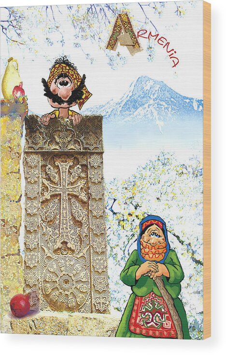 Armenia Wood Print featuring the painting Armenia #7 by Suren Nersisyan