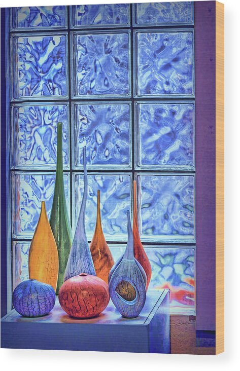Still Life Wood Print featuring the photograph Art Glass Still Life by Nikolyn McDonald