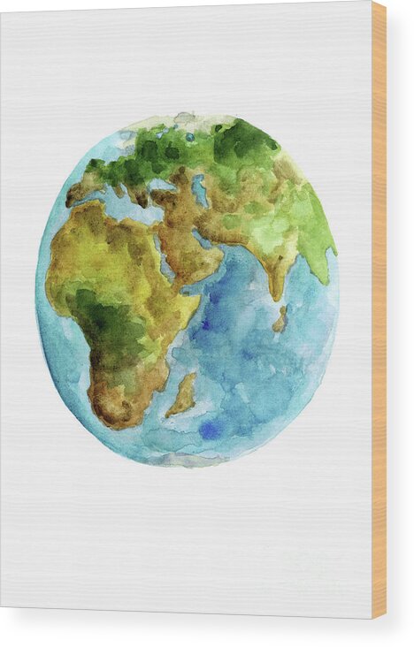 Planet Earth Asia Map Poster Africa Map Watercolor Painting