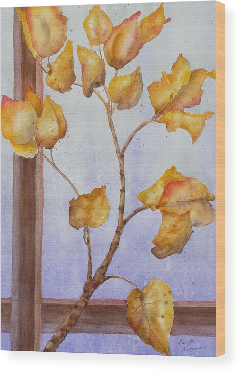 Leaves Wood Print featuring the painting Aspen by Ruth Kamenev