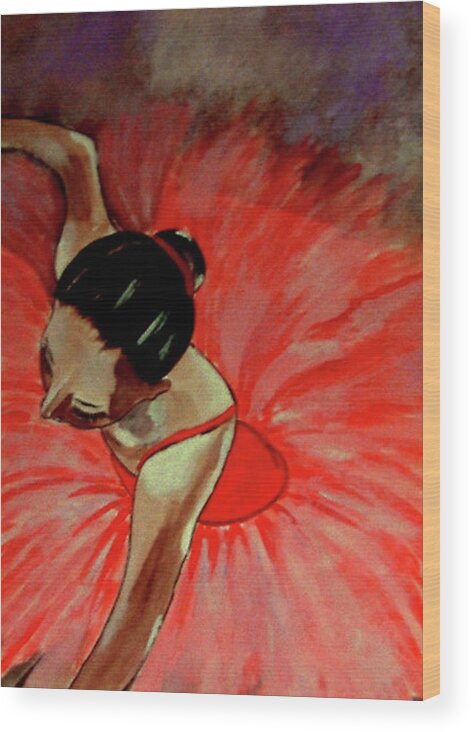 France Wood Print featuring the painting Ballerine Rouge by Rusty Gladdish