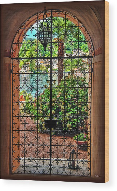 Wrought-iron Wood Print featuring the photograph Behind the Wrought-Iron Door by Hanny Heim