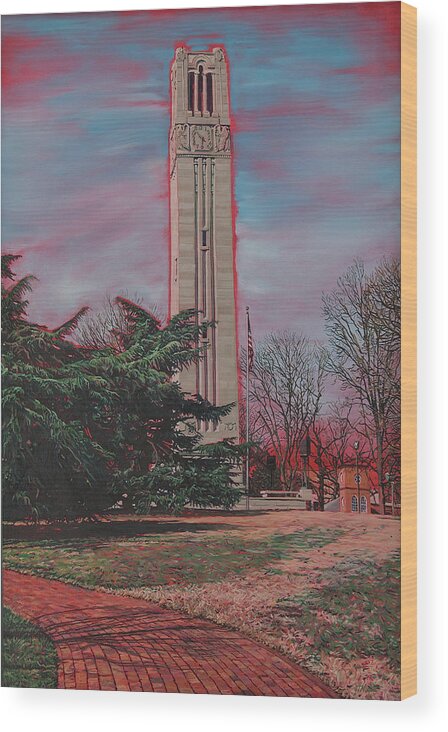 Bell Tower Wood Print featuring the painting Bell Tower by Tommy Midyette