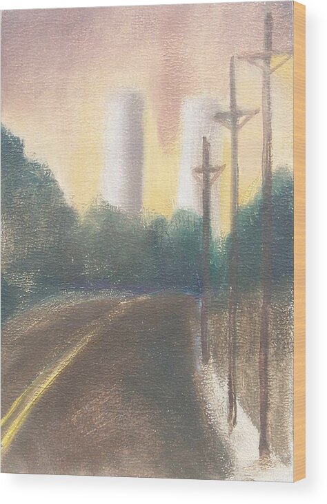 Landscape Wood Print featuring the painting Bergen Turnpike Study by Ron Erickson