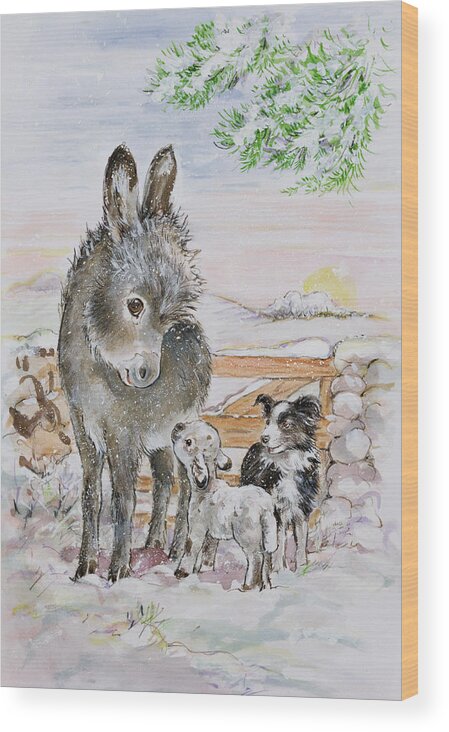 Snow Wood Print featuring the painting Best Friends by Diane Matthes