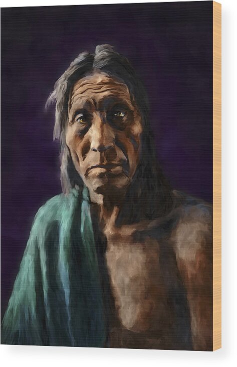 Native Wood Print featuring the painting Big Head by Rick Mosher