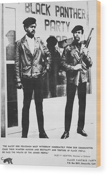 People Wood Print featuring the photograph Black Panther Poster, 1968 by Photo Researchers
