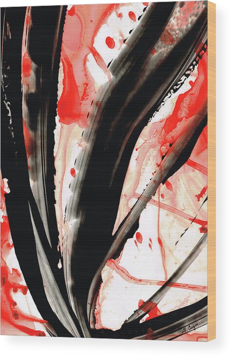 Black Wood Print featuring the painting Black White Red Art - Tango 2 - Sharon Cummings by Sharon Cummings