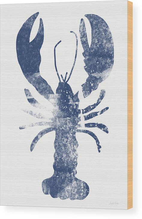 Cape Cod Wood Print featuring the painting Blue Lobster- Art by Linda Woods by Linda Woods