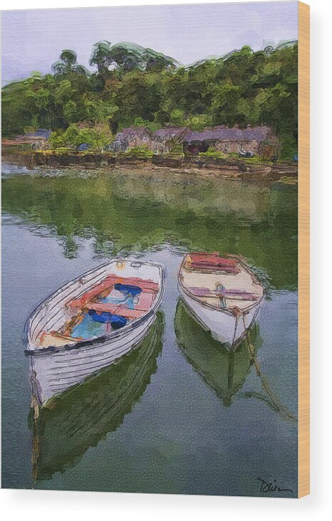 Helford Wood Print featuring the photograph Boats in Helford Bay by Peggy Dietz