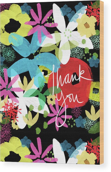 Floral Wood Print featuring the painting Bold Floral Thank You Card- Design by Linda Woods by Linda Woods