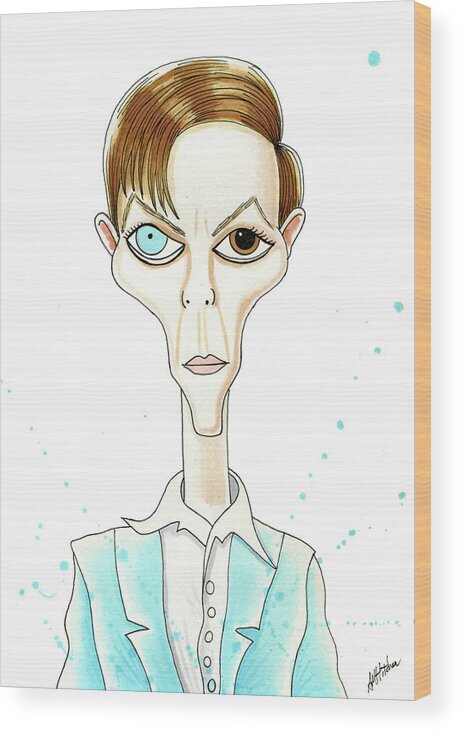Bowie Wood Print featuring the mixed media Bowie by Andrew Hitchen