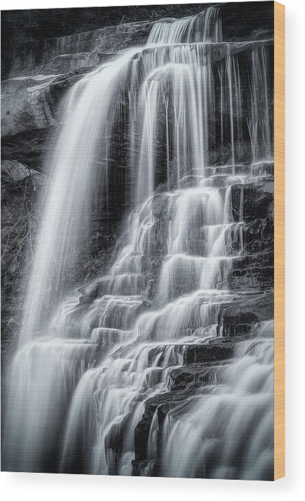 Cuyahoga Valley National Park Wood Print featuring the photograph Brandywine Falls Black and White by Matt Hammerstein