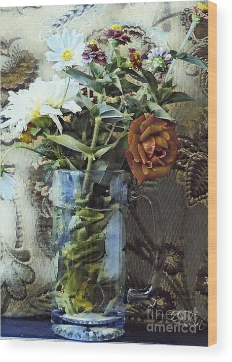 Roses Wood Print featuring the digital art Bringing My Garden Inside by PainterArtist FIN